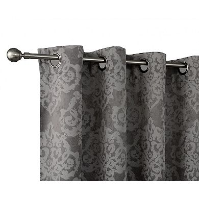 Kate Aurora 2 Pack Delaney Room Darkening Damask Print Grommet Curtain