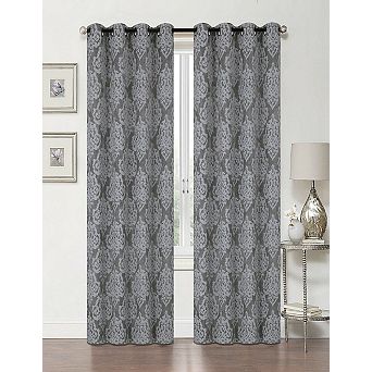 Kate Aurora 2 Pack Delaney Room Darkening Damask Print Grommet Curtain