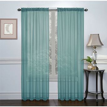 Kate Aurora Basic Living Turquoise Premium Semi Sheer Voile Curtain Pair - 84 in L