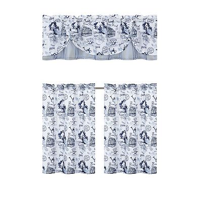 Kate Aurora Rooster Toile Complete 3 Pc Café Kitchen Curtain Tier And Valance Set