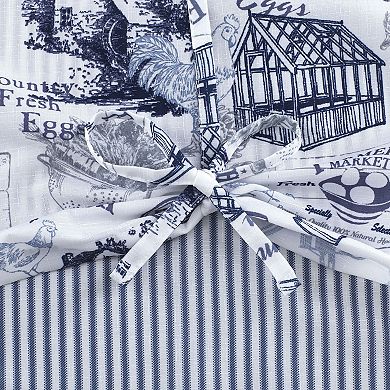 Kate Aurora Rooster Toile Complete 3 Pc Café Kitchen Curtain Tier And Valance Set