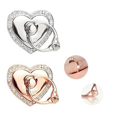 2-piece Heart Of Love 360° Rotating Finger Ring Stand