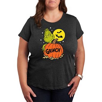Plus Size Dr. Seuss Grinch Halloween Pumpkin Graphic Tee