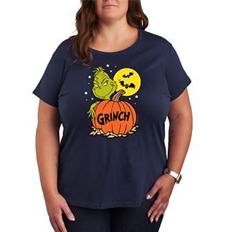 Plus Size Dr. Seuss Grinch Halloween Pumpkin Graphic Tee