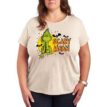 Plus Size Dr. Seuss Grinch Scary Mean Halloween Graphic Tee