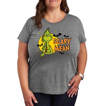 Plus Size Dr. Seuss Grinch Scary Mean Halloween Graphic Tee