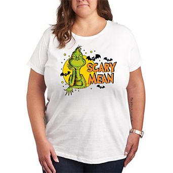 Plus Size Dr. Seuss Grinch Scary Mean Halloween Graphic Tee