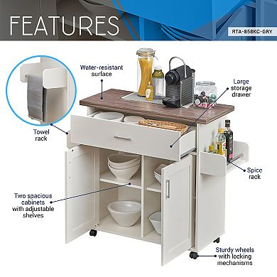 Techni Home Deluxe Mobile Kitchen Island Cart