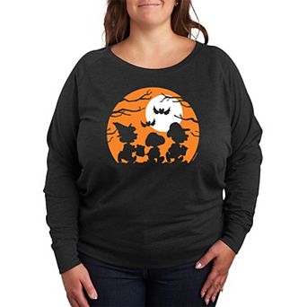 Plus Size Peanuts Trick Or Treat French Terry Long Sleeve Tee