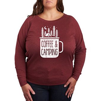 Plus Size Coffee And Camping French Terry Long Sleeve Tee