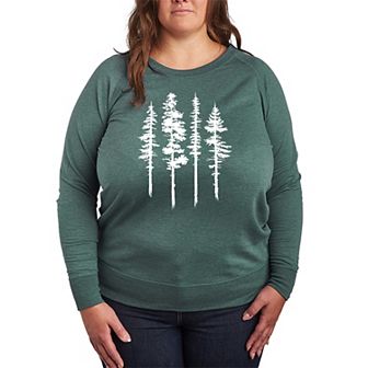 Plus Size Abstract Trees French Terry Long Sleeve Tee