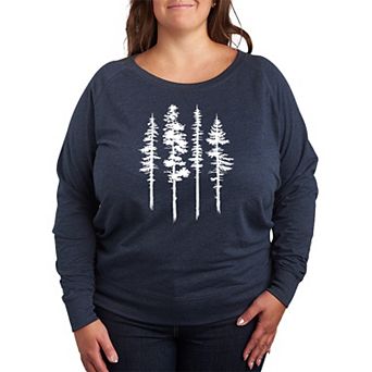 Plus Size Abstract Trees French Terry Long Sleeve Tee