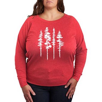Plus Size Abstract Trees French Terry Long Sleeve Tee