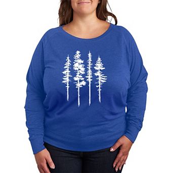 Plus Size Abstract Trees French Terry Long Sleeve Tee