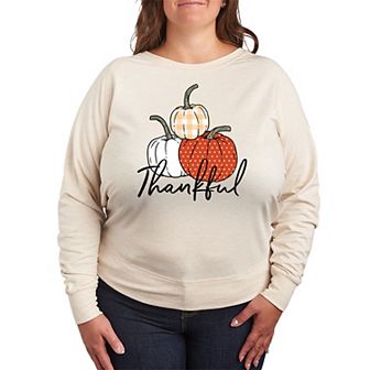 Plus Size Thankful Pumpkins French Terry Long Sleeve Tee