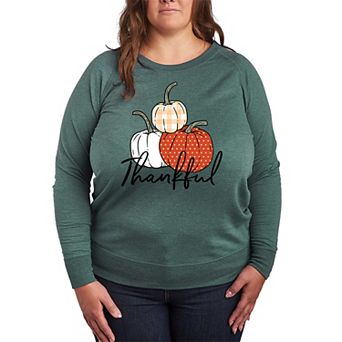 Plus Size Thankful Pumpkins French Terry Long Sleeve Tee