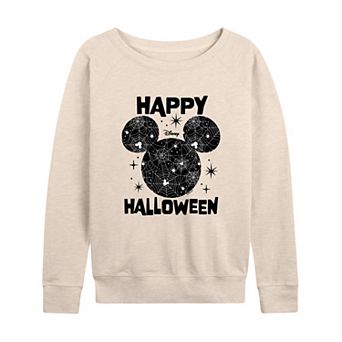 Disney's Mickey Mouse Women's Happy Halloween Spider Web French Terry Long Sleeve Tee