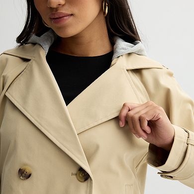 Juniors' SO® Cropped Hooded Trench Coat