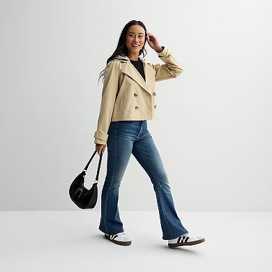 Juniors' SO® Cropped Hooded Trench Coat
