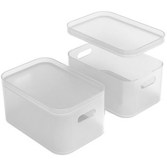 Sorbus Stackable Plastic Frosted Organizer Bins 2 pc Set