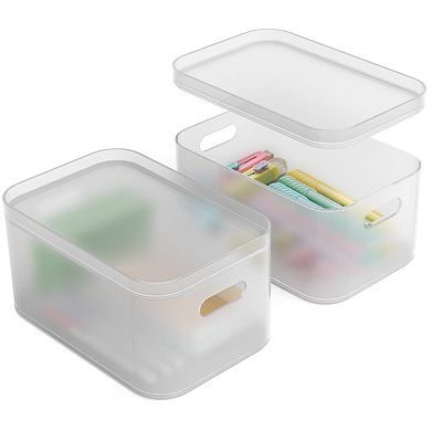 Sorbus Stackable Plastic Frosted Organizer Bins 2-piece Set