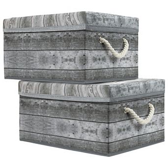 Sorbus 2-pack Rustic Wood Pattern Storage Box
