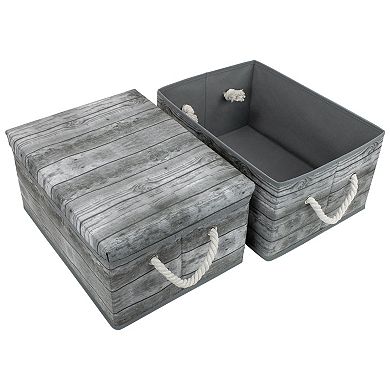 Sorbus 2-pack Rustic Wood Pattern Storage Box