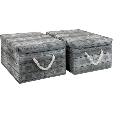 Sorbus 2-pack Rustic Wood Pattern Storage Box
