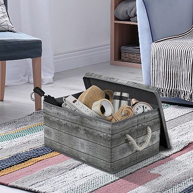 Sorbus 2-pack Rustic Wood Pattern Storage Box