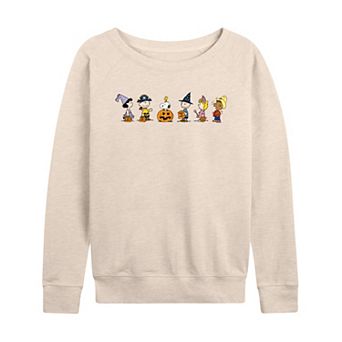 Women's Peanuts Group Trick Or Treat French Terry Long Sleeve Tee