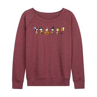 Women's Peanuts Group Trick Or Treat French Terry Long Sleeve Tee