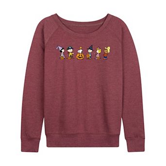 Women's Peanuts Group Trick Or Treat French Terry Long Sleeve Tee