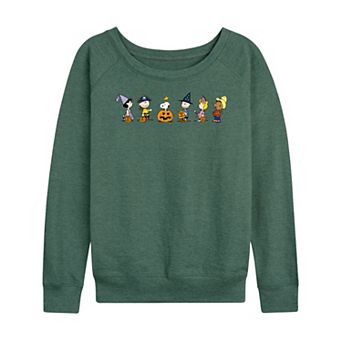 Women's Peanuts Group Trick Or Treat French Terry Long Sleeve Tee