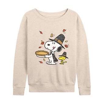 Women's Peanuts Snoopy & Woodstock Thanksgiving French Terry Long Sleeve Tee