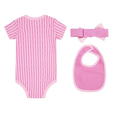 Newborn Baby Girls Nike Bodysuit Headband and Bib 3-Piece Set