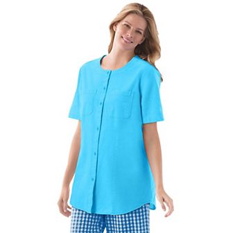 Woman Within Plus Size Short-Sleeve Crinkle Shirt