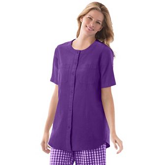 Woman Within Plus Size Short-Sleeve Crinkle Shirt