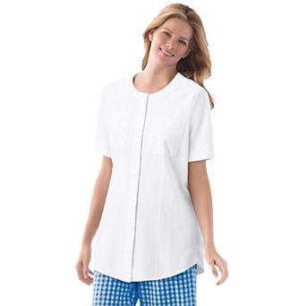 Woman Within Plus Size Short-Sleeve Crinkle Shirt