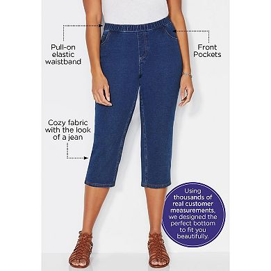 Catherines Women's Plus Size The Knit Jean Capri (with Pockets)