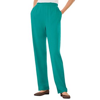 Woman Within Plus Size Tall 7-Day Straight-Leg Elastic-Waist Stretchy Knit Pant