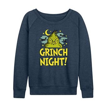 Women's Dr. Seuss Grinch Night Halloween French Terry Long Sleeve Tee