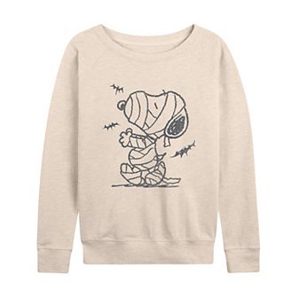 Women's Peanuts Snoopy Mummy Halloween French Terry Long Sleeve Tee