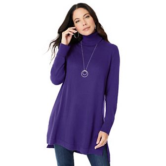 Roaman's Women's Plus Size Cashmere Turtleneck Sweater