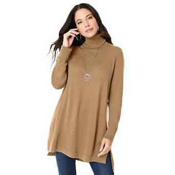 Roaman's Women's Plus Size Plus Size Cashmere Turtleneck Sweater