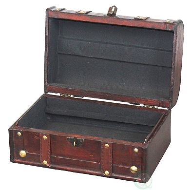 Decorative Vintage Wood Treasure Box with Handle and Padlock