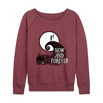 Disney's Nightmare Before Christmas Jack & Sally Women's Now and Forever Hill French Terry Long Sleeve Tee