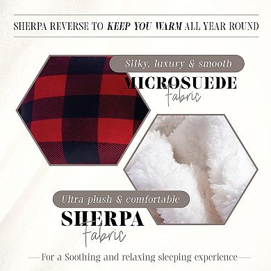 Elegant Comfort 3-pc Buffalo Micro-suede Reversible Micromink Sherpa Plaid Pattern Comforter Set