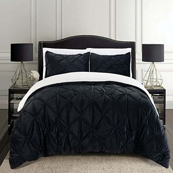 Elegant Comfort 3 pc Pinch Pleated Micro-suede Reversible Micromink Sherpa Comforter Set