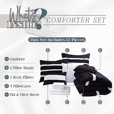 Elegant Comfort 12-pc Isabella Ruffled Comforter Set, With 6-pc Sheet Set With Sided Storage Pocket