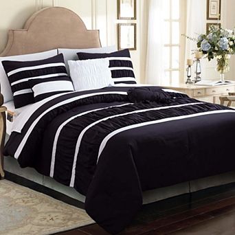 Elegant Comfort 12 pc Isabella Ruffled Comforter Set, With 6 pc Sheet Set With Sided Storage Pocket